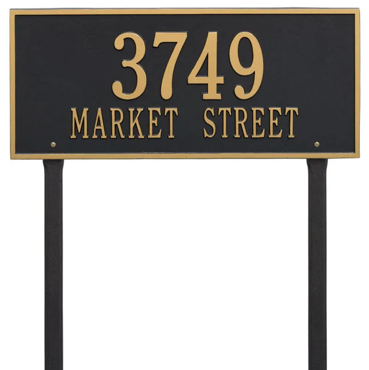 Whitehall 1327 Arch Marker Estate Lawn Address Plaque in Black and Gold