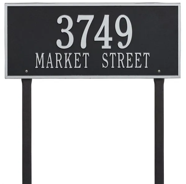 Whitehall 1327 Arch Marker Estate Lawn Address Plaque in Antique Silver