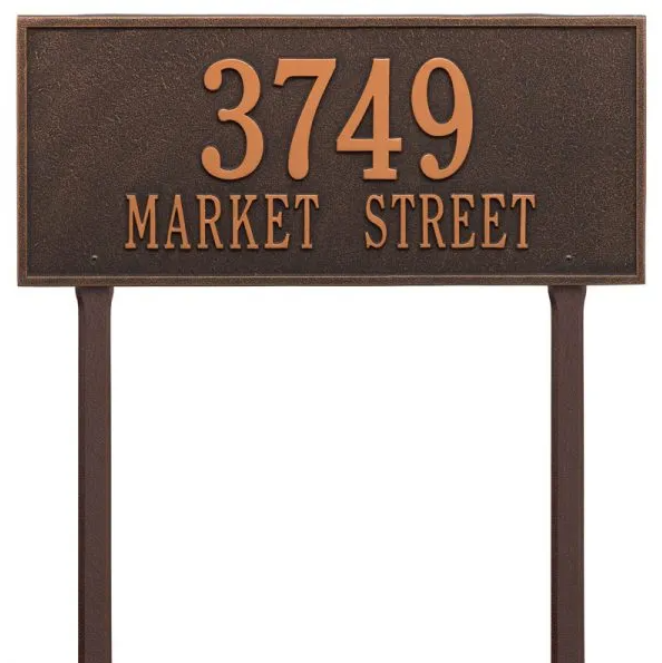 Whitehall 1327 Arch Marker Estate Lawn Address Plaque in Oil Rubbed Bronze