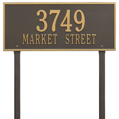 Whitehall 1327 Arch Marker Estate Lawn Address Plaque in Bronze and Gold