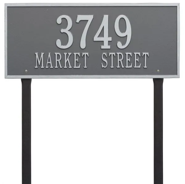 Whitehall 1327 Arch Marker Estate Lawn Address Plaque in Pewter and Silver