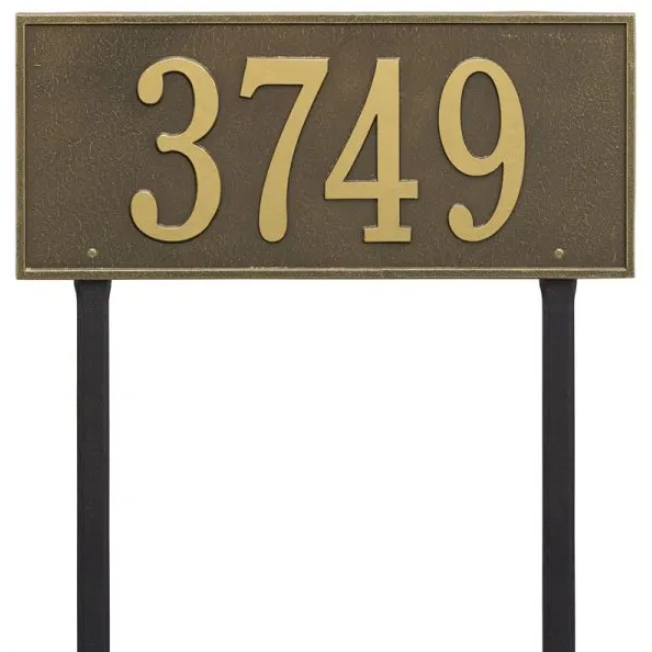 Whitehall 1328 Arch Marker Estate Lawn Address Plaque in Antique Brass