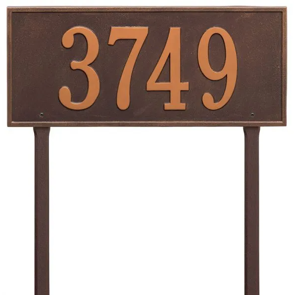 Whitehall 1328 Arch Marker Estate Lawn Address Plaque in Antique Copper