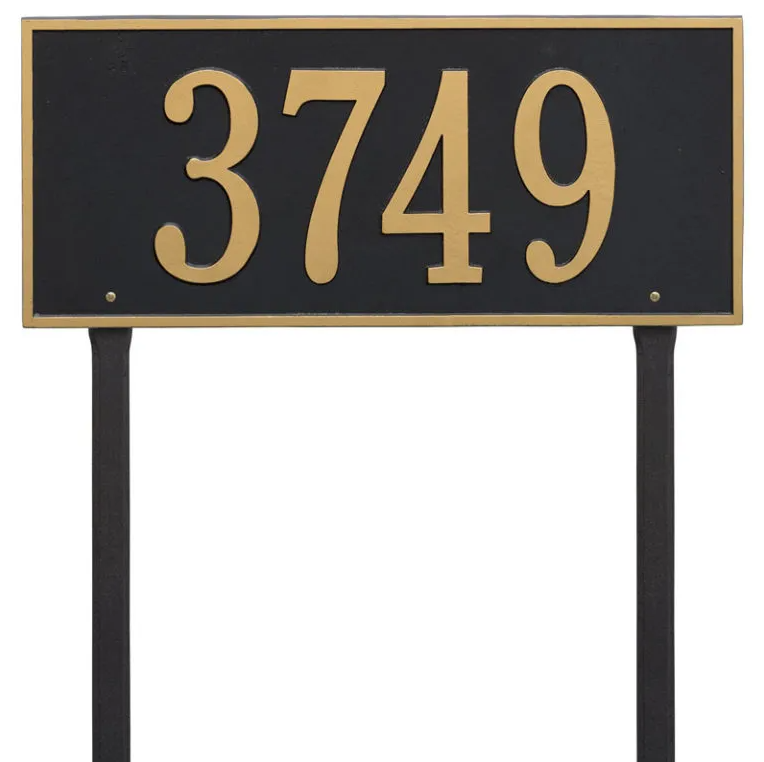 Whitehall 1328 Arch Marker Estate Lawn Address Plaque in Black and Gold