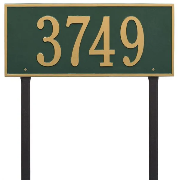 Whitehall 1328 Arch Marker Estate Lawn Address Plaque in Green and Gold