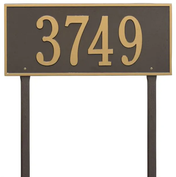 Whitehall 1328 Arch Marker Estate Lawn Address Plaque in Bronze and Gold