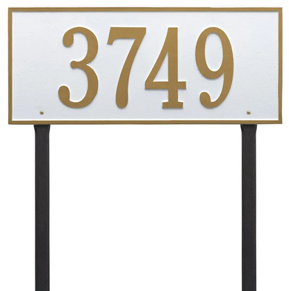 Whitehall 1328 Arch Marker Estate Lawn Address Plaque in White and Gold