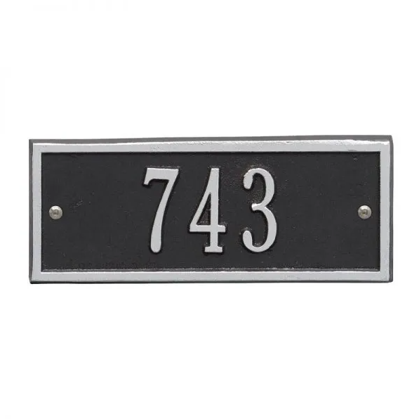 Whitehall 1329 Arch Marker Estate Lawn Address Plaque in Black and Silver