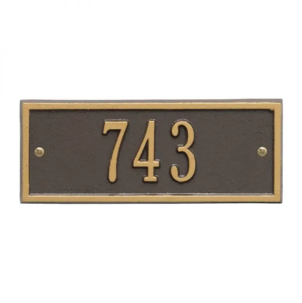 Whitehall 1329 Arch Marker Estate Lawn Address Plaque in Bronze and Gold