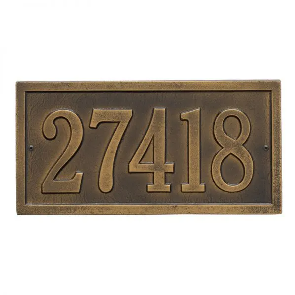 Whitehall 1342 Arch Marker Estate Wall Address Plaque in Antique Brass