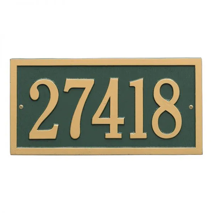 Whitehall 1342 Arch Marker Estate Wall Address Plaque in Green and Gold