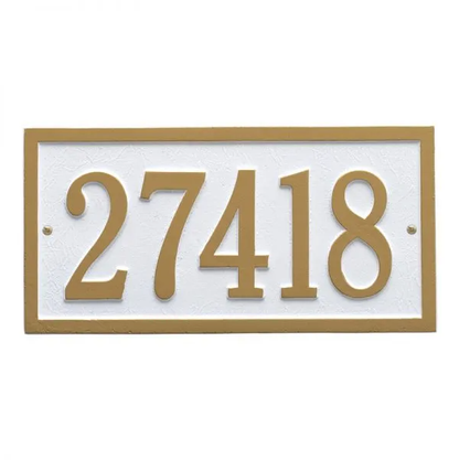 Whitehall 1342 Arch Marker Estate Wall Address Plaque in White and Gold