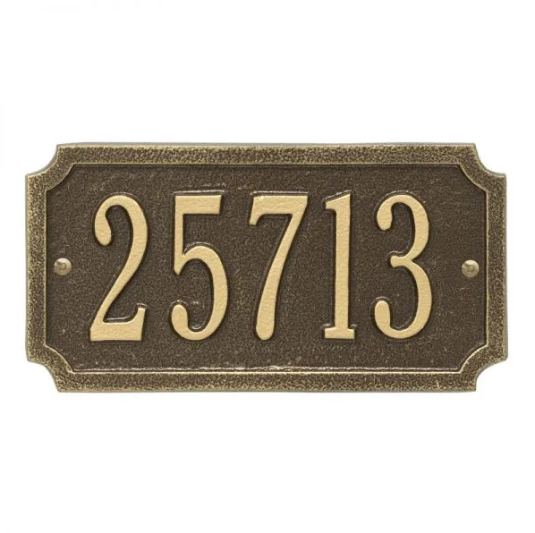 Whitehall 1499 Arch Marker Estate Wall Address Plaque in Antique Brass