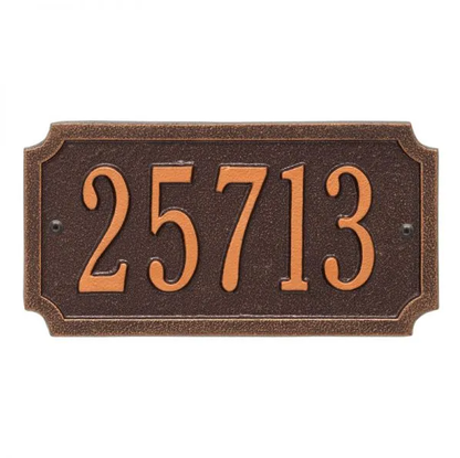 Whitehall 1499 Arch Marker Estate Wall Address Plaque in Antique Copper