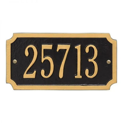 Whitehall 1499 Arch Marker Estate Wall Address Plaque in Black and Gold