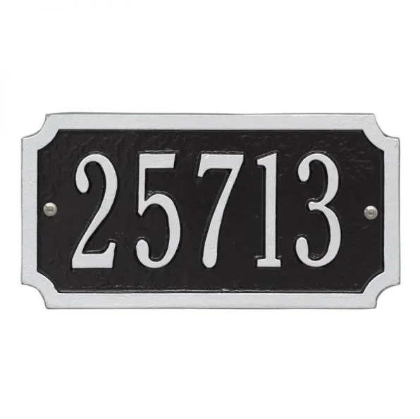 Whitehall 1499 Arch Marker Estate Wall Address Plaque in Black and Silver