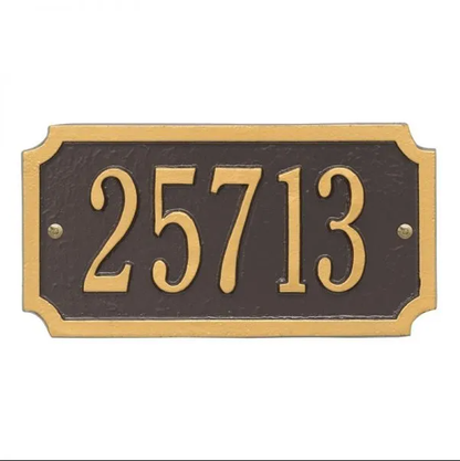 Whitehall 1499 Arch Marker Estate Wall Address Plaque in Bronze and Gold