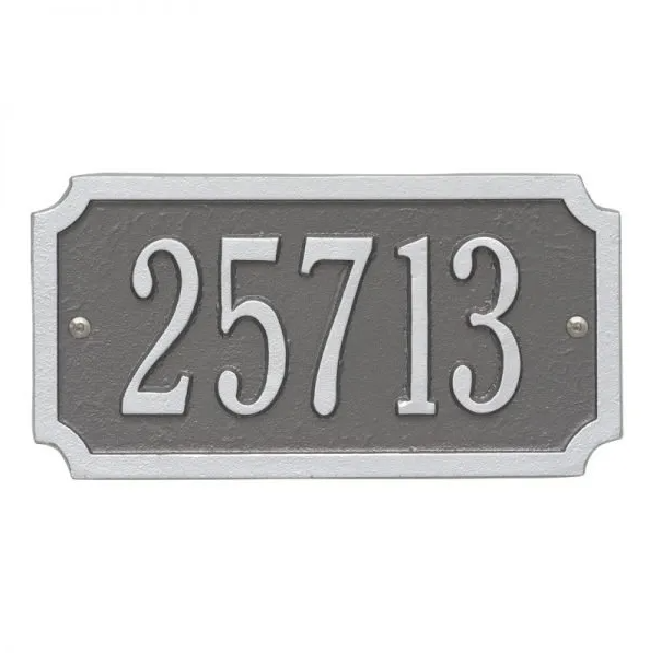 Whitehall 1499 Arch Marker Estate Wall Address Plaque in Pewter and Silver