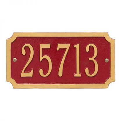 Whitehall 1499 Arch Marker Estate Wall Address Plaque in Red and Gold