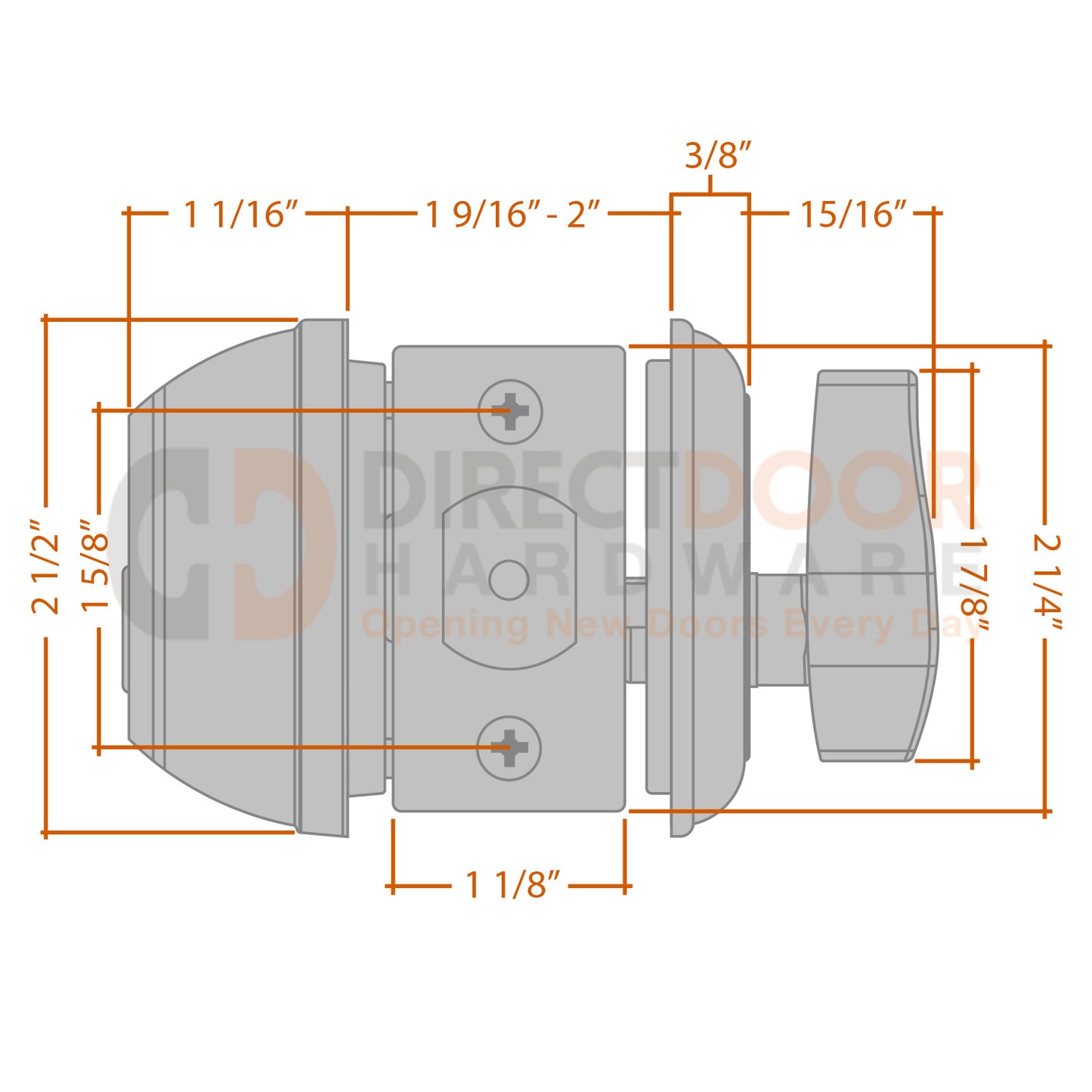 Advantage LM200 Single Cylinder Deadbolt Measurements
