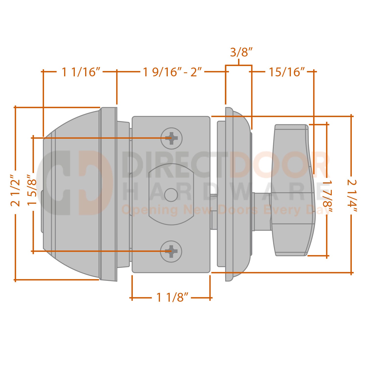 Advantage LM200 Single Cylinder Deadbolt Measurements