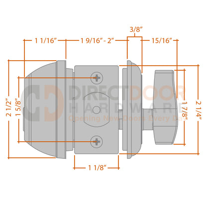 Advantage LM200 Single Cylinder Deadbolt Measurements