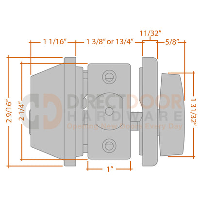 Advantage LU200 Single Cylinder Deadbolt Measurements