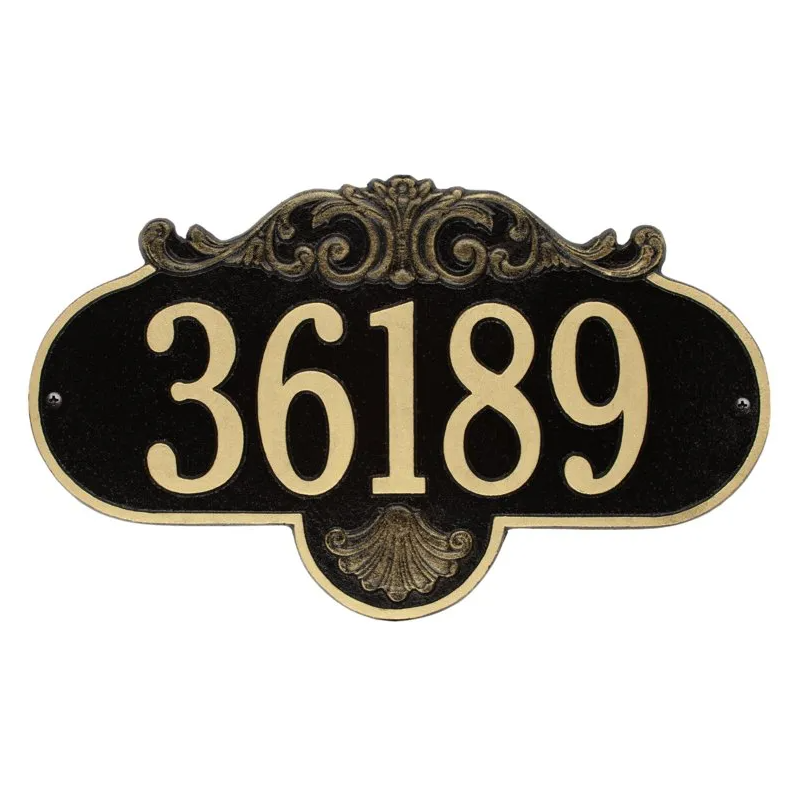 Whitehall 2017 Arch Marker Estate Lawn Address Plaque in Black and Gold