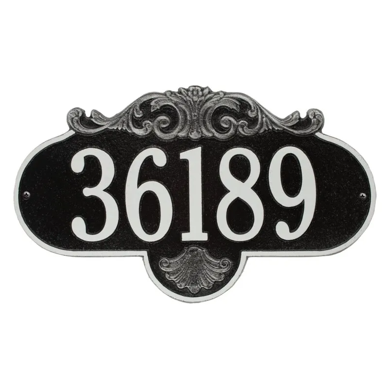 Whitehall 2017 Arch Marker Estate Lawn Address Plaque in Black and Silver