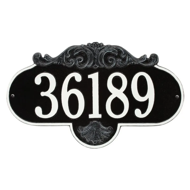 Whitehall 2017 Arch Marker Estate Lawn Address Plaque in Black and White