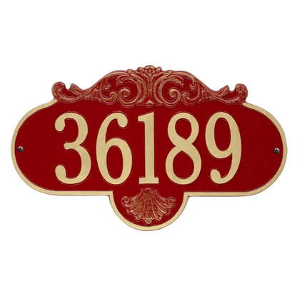 Whitehall 2017 Arch Marker Estate Lawn Address Plaque in Red and Gold