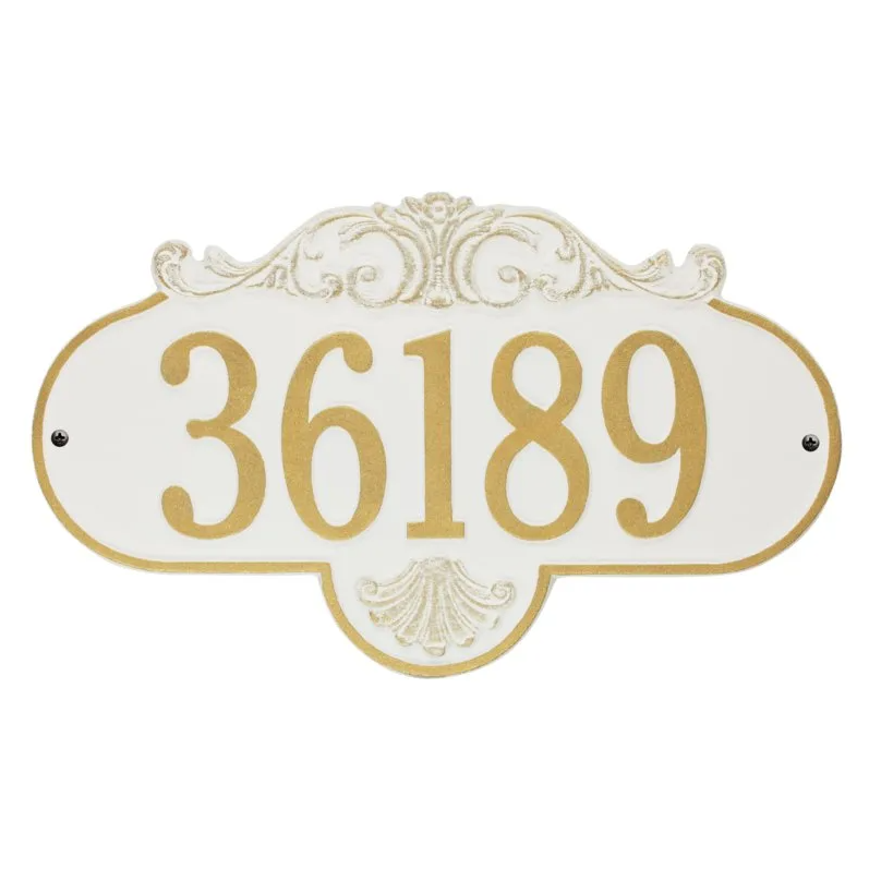 Whitehall 2017 Arch Marker Estate Lawn Address Plaque in White and Gold