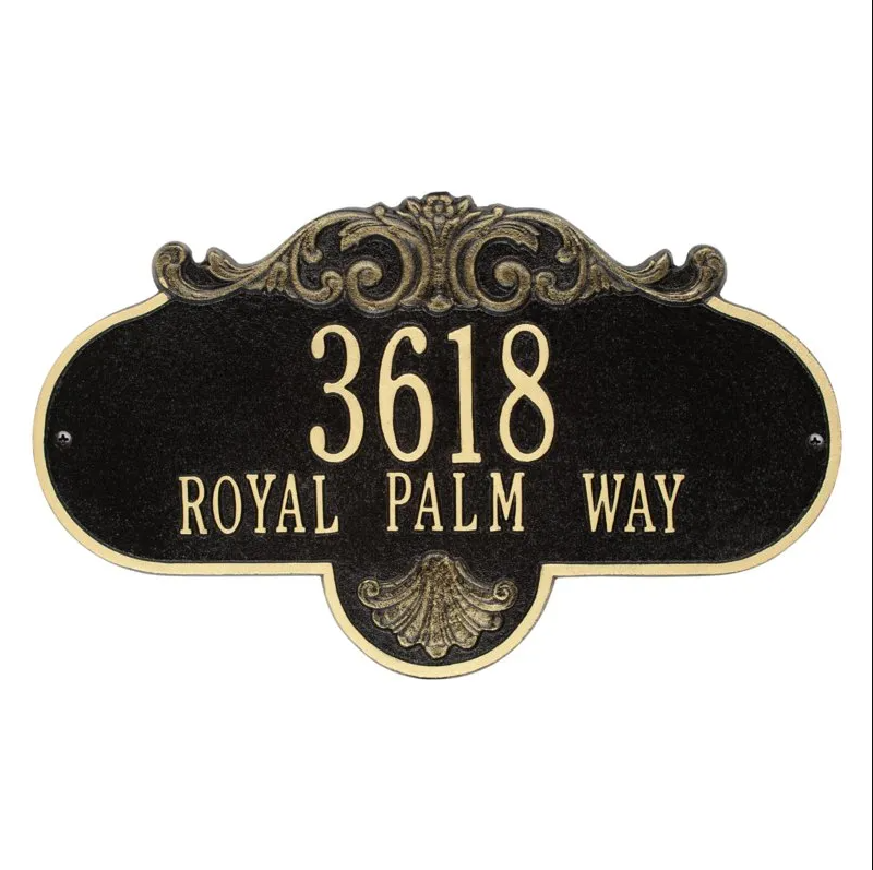 Whitehall 2018 Arch Marker Estate Lawn Address Plaque in Black and Gold