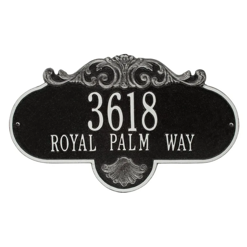 Whitehall 2018 Arch Marker Estate Lawn Address Plaque in Black and Silver