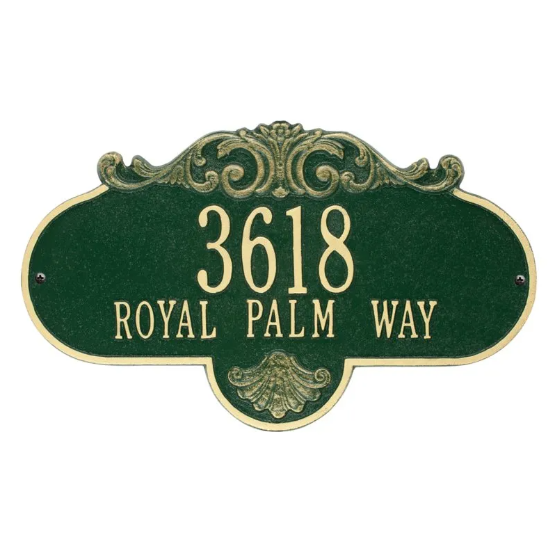 Whitehall 2018 Arch Marker Estate Lawn Address Plaque in Green and Gold