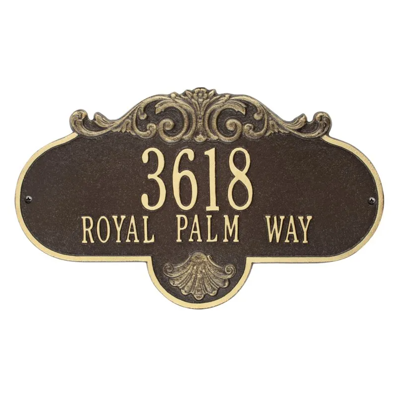 Whitehall 2018 Arch Marker Estate Lawn Address Plaque in Bronze and Gold