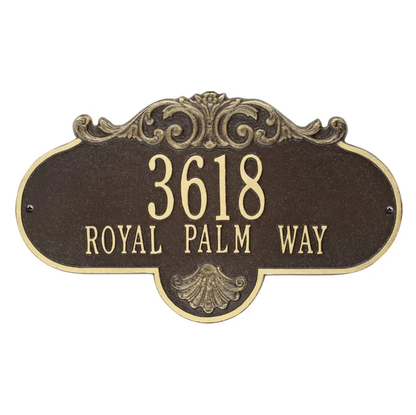 Whitehall 2018 Arch Marker Estate Lawn Address Plaque in Bronze and Gold
