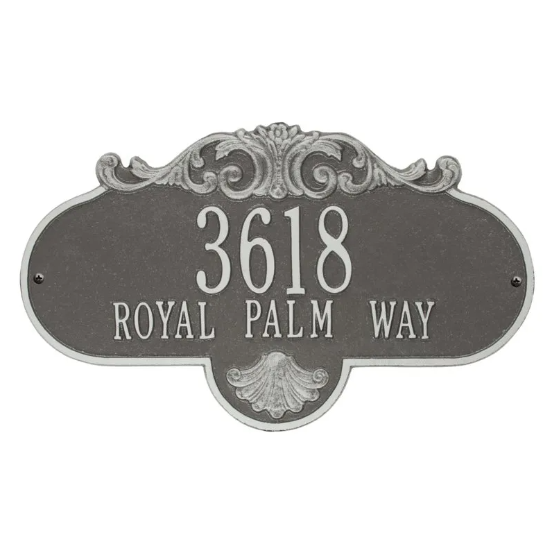 Whitehall 2018 Arch Marker Estate Lawn Address Plaque in Pewter and Silver