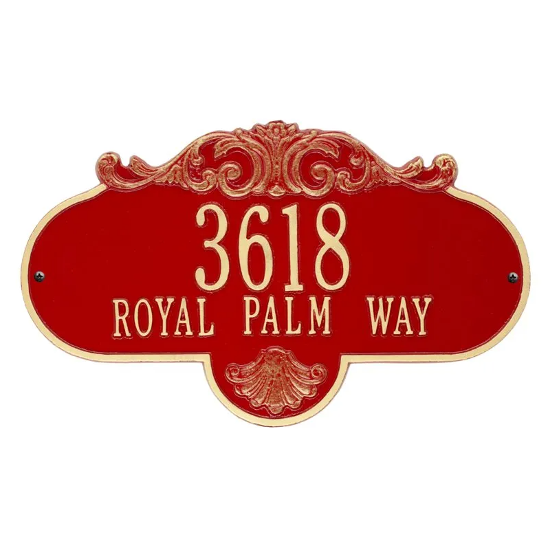 Whitehall 2018 Arch Marker Estate Lawn Address Plaque in Red and Gold