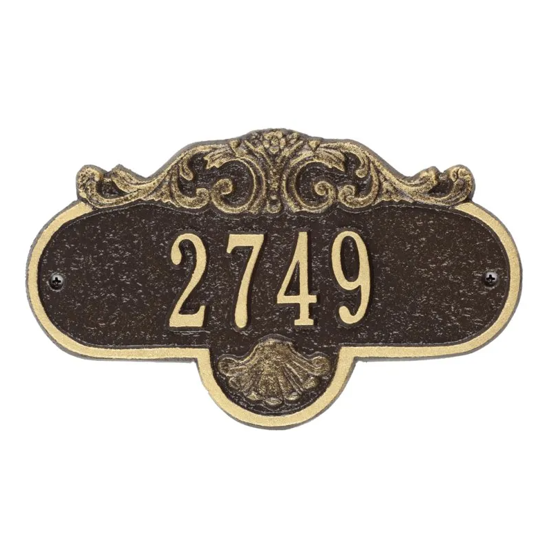 Whitehall 2020 Arch Marker Estate Lawn Address Plaque in Bronze and Gold