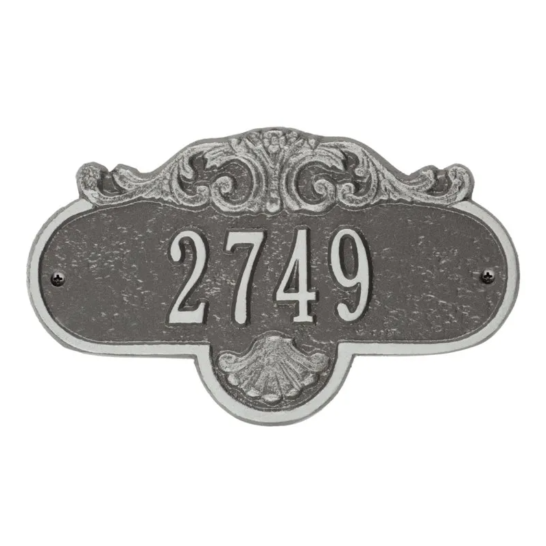Whitehall 2020 Arch Marker Estate Lawn Address Plaque in Pewter and Silver