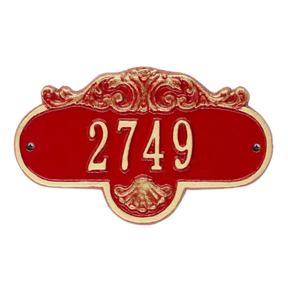 Whitehall 2020 Arch Marker Estate Lawn Address Plaque in Red and Gold