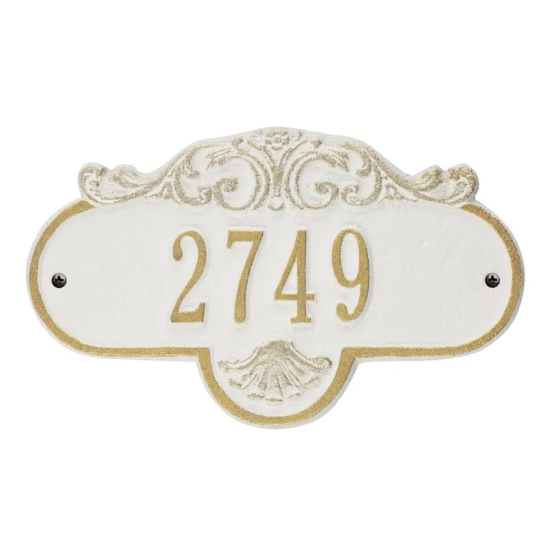Whitehall 2020 Arch Marker Estate Lawn Address Plaque in White and Gold