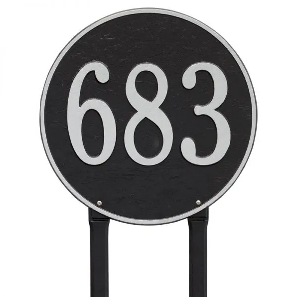 Whitehall 2099 Arch Marker Estate Lawn Address Plaque in Black and Silver