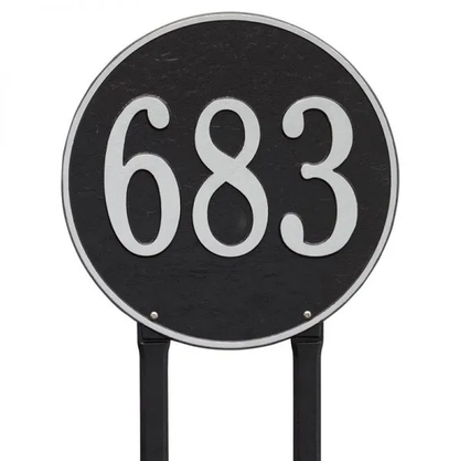 Whitehall 2099 Arch Marker Estate Lawn Address Plaque in Black and Silver