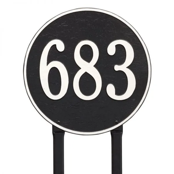 Whitehall 2099 Arch Marker Estate Lawn Address Plaque in Black and White