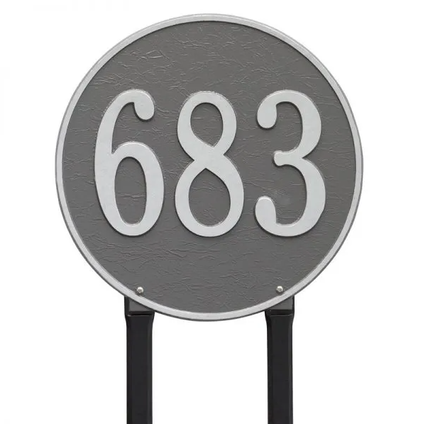Whitehall 2099 Arch Marker Estate Lawn Address Plaque in Pewter and Silver