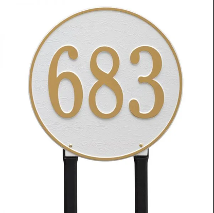 Whitehall 2099 Arch Marker Estate Lawn Address Plaque in White and Gold