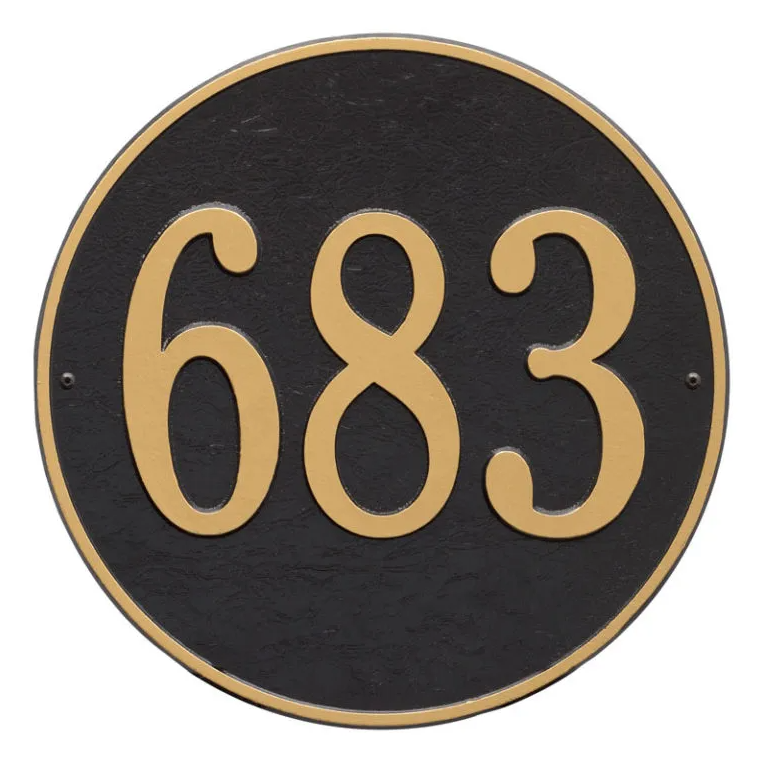 Whitehall 2100 Arch Marker Estate Lawn Address Plaque in Black and Gold