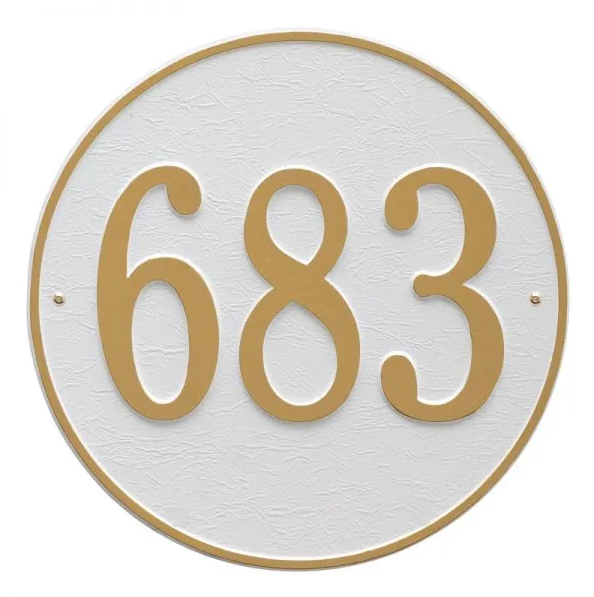Whitehall 2100 Arch Marker Estate Lawn Address Plaque in White and Gold